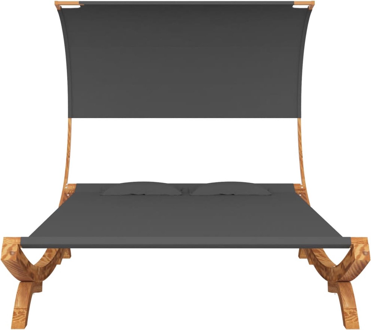 Vidaxl Hangmat Met Luifel 165x210x155 Cm Massief Vurenhout Antraciet