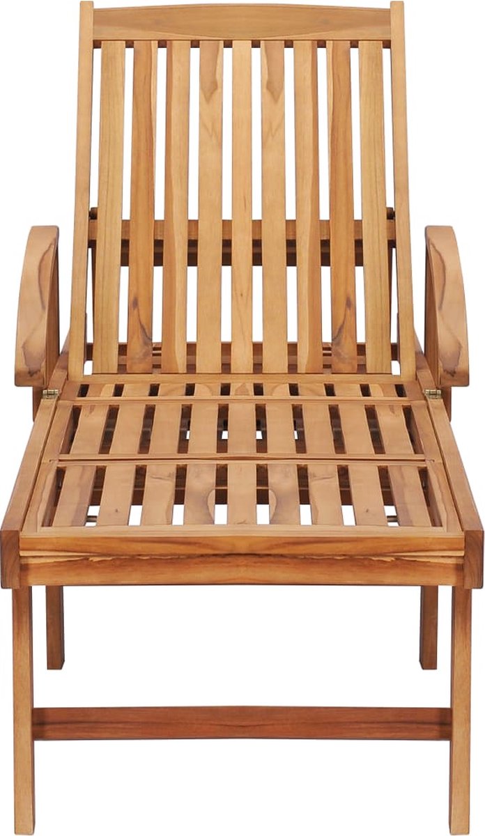 Vidaxl Ligbedden 2 St Met Tafel Massief Teakhout - Bruin