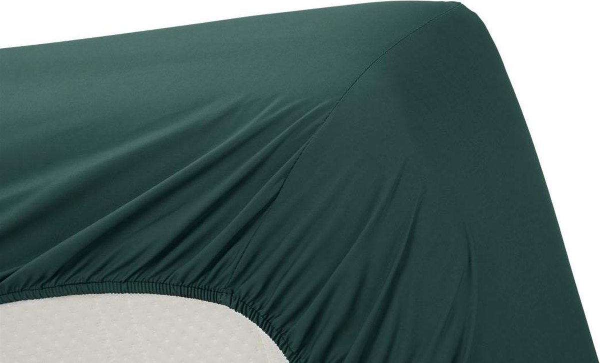 AMBIANTE Hoeslaken Katoen Dark Green-2-persoons (140x200 Cm) - Groen