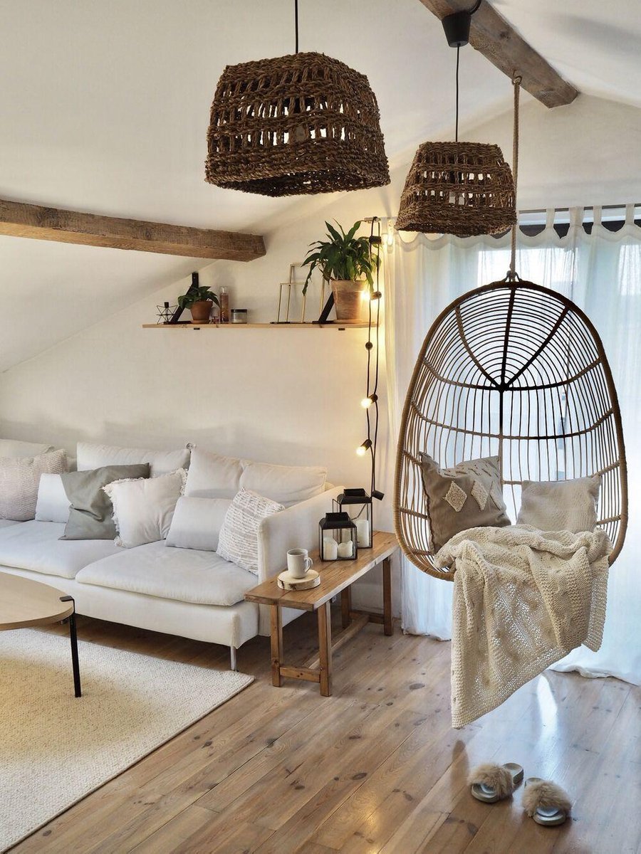 Beliani Casoli Hangstoel Pe Rotan 70 X 84 Cm - Beige