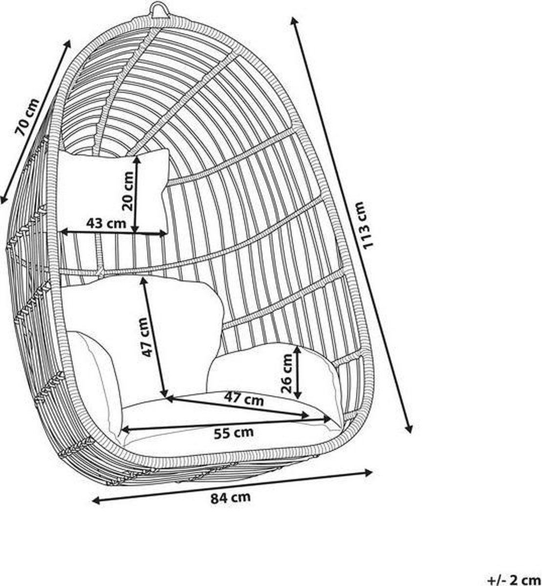 Beliani Casoli Hangstoel Pe Rotan 70 X 84 Cm - Beige
