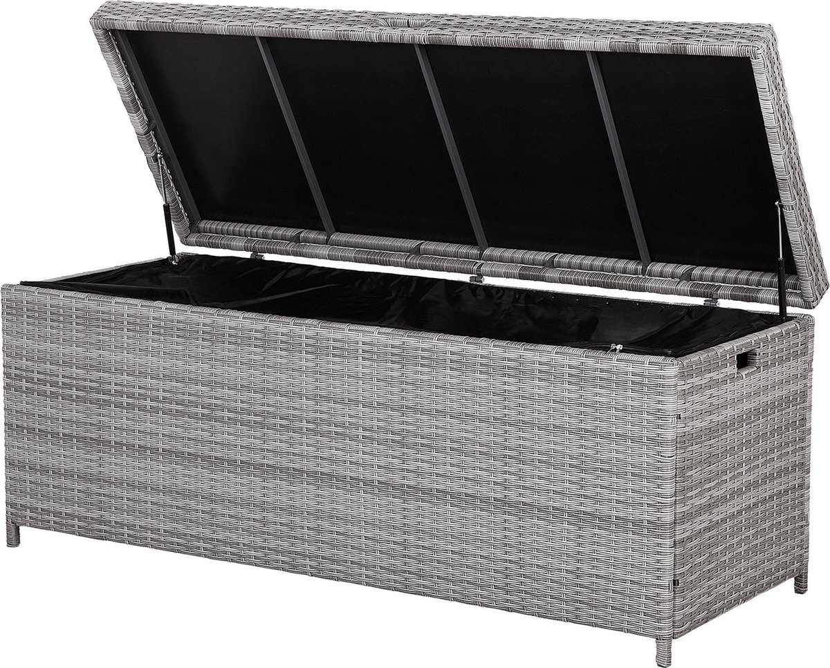 Beliani Modena Kussenbox Pe Rotan 63 X 158 Cm - Grijs