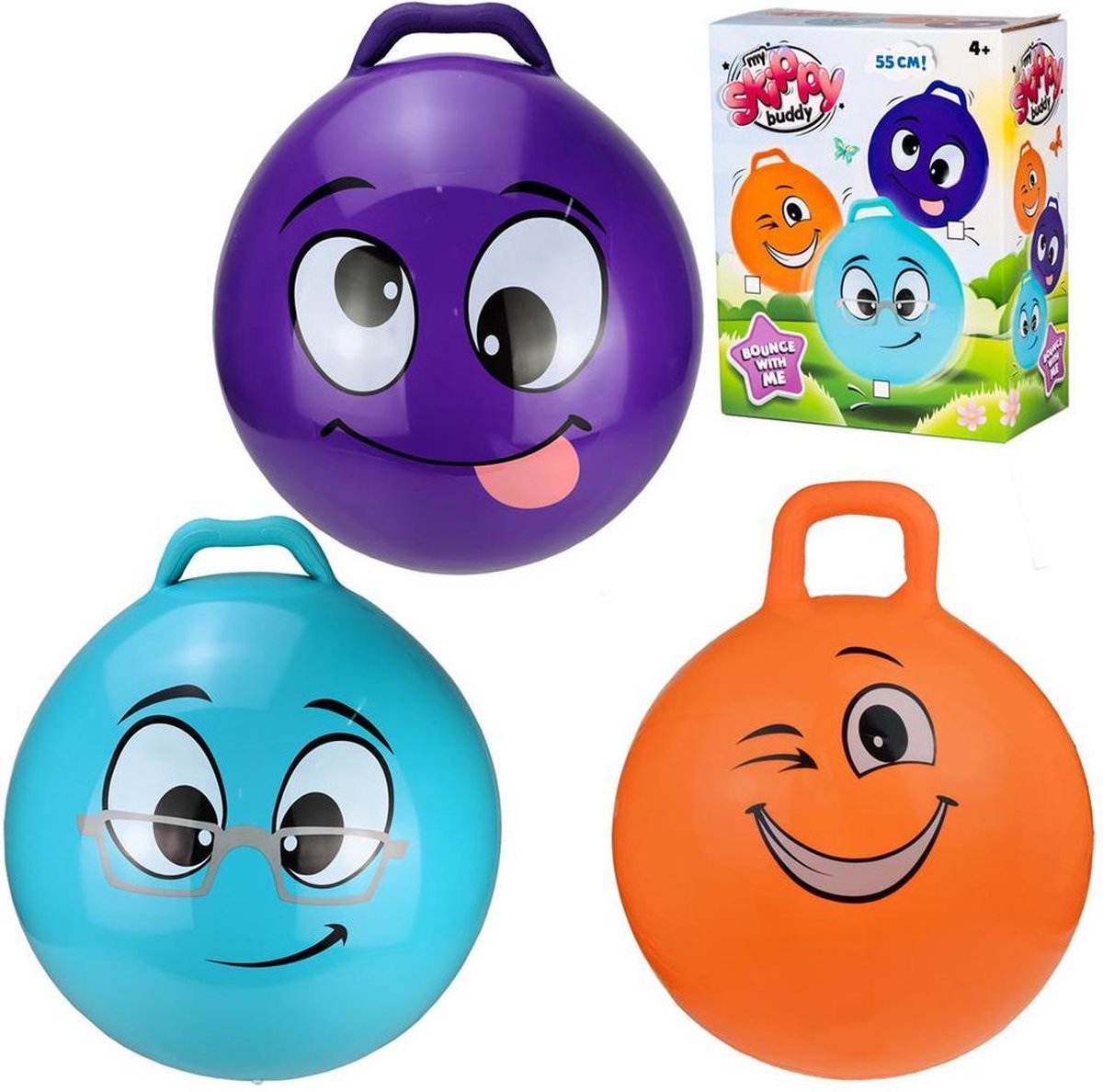 Skippybal Smiley Voor Kinderen 55 Cm - Zomer Buiten Speelgoed - Paars