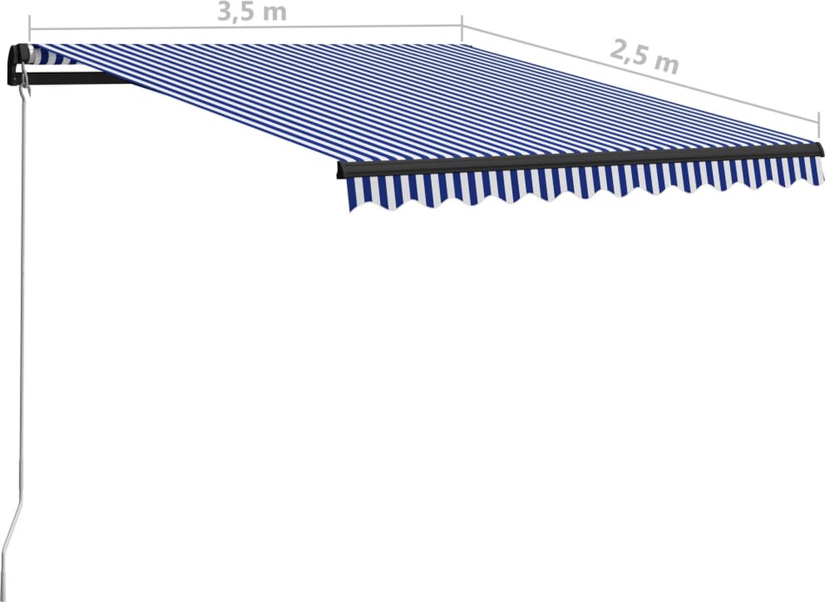 Vidaxl Luifel Handmatig Uittrekbaar 350x250 Cm En - Blauw