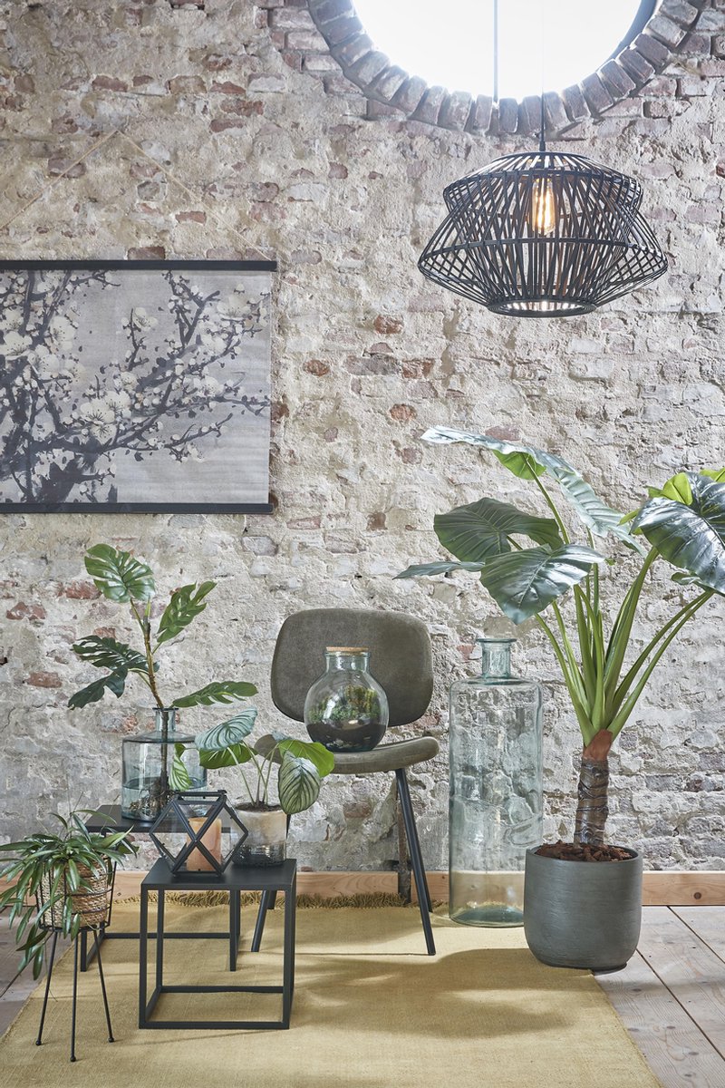 Mica Decorations Set Van 2x Bijzettafels Goa Vierkant Metaal 36/42 Cm - Home Deco Meubels En Tafels - Zwart