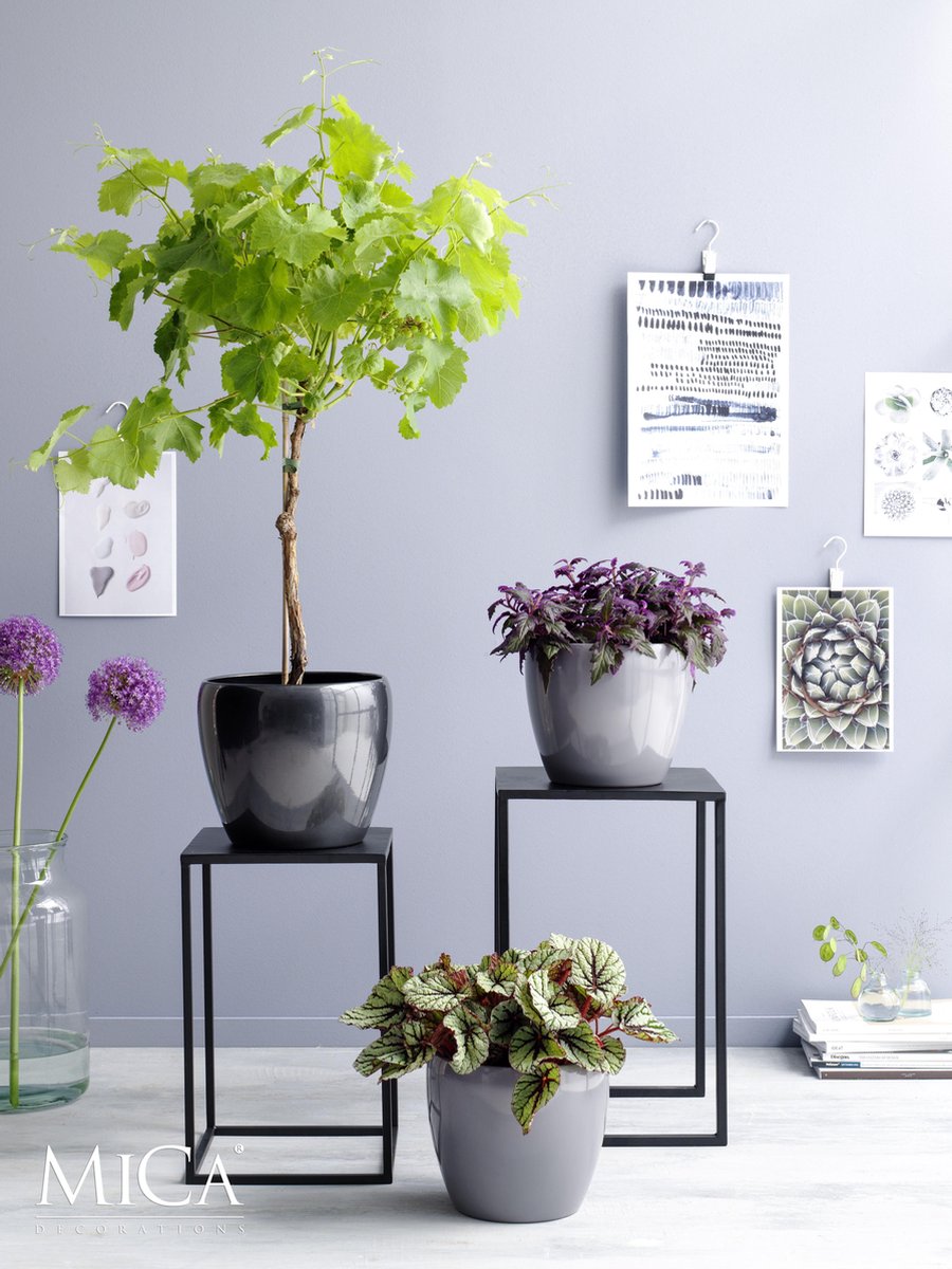 Mica Decorations Set Van 2x Bijzettafels Goa Vierkant Metaal 36/42 Cm - Home Deco Meubels En Tafels - Zwart