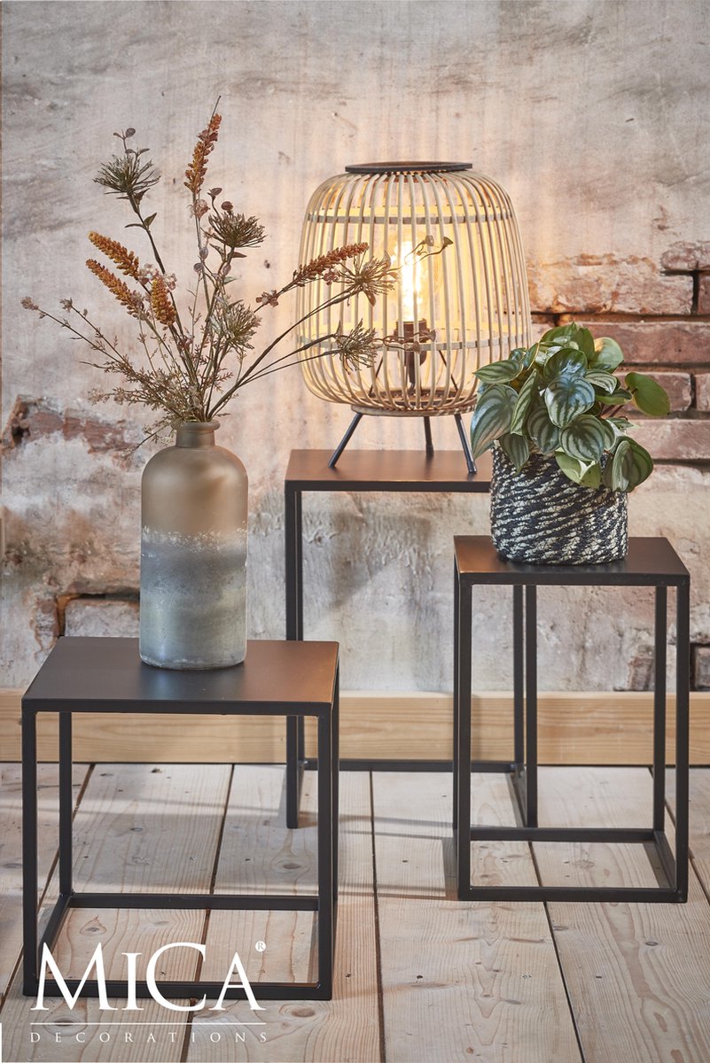 Mica Decorations Set Van 2x Bijzettafels Goa Vierkant Metaal 36/42 Cm - Home Deco Meubels En Tafels - Zwart