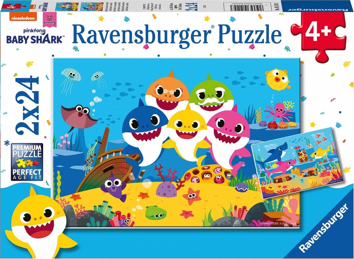 Ravensburger Puzzels 2x24 P - Baby Shark En Zijn Gezin