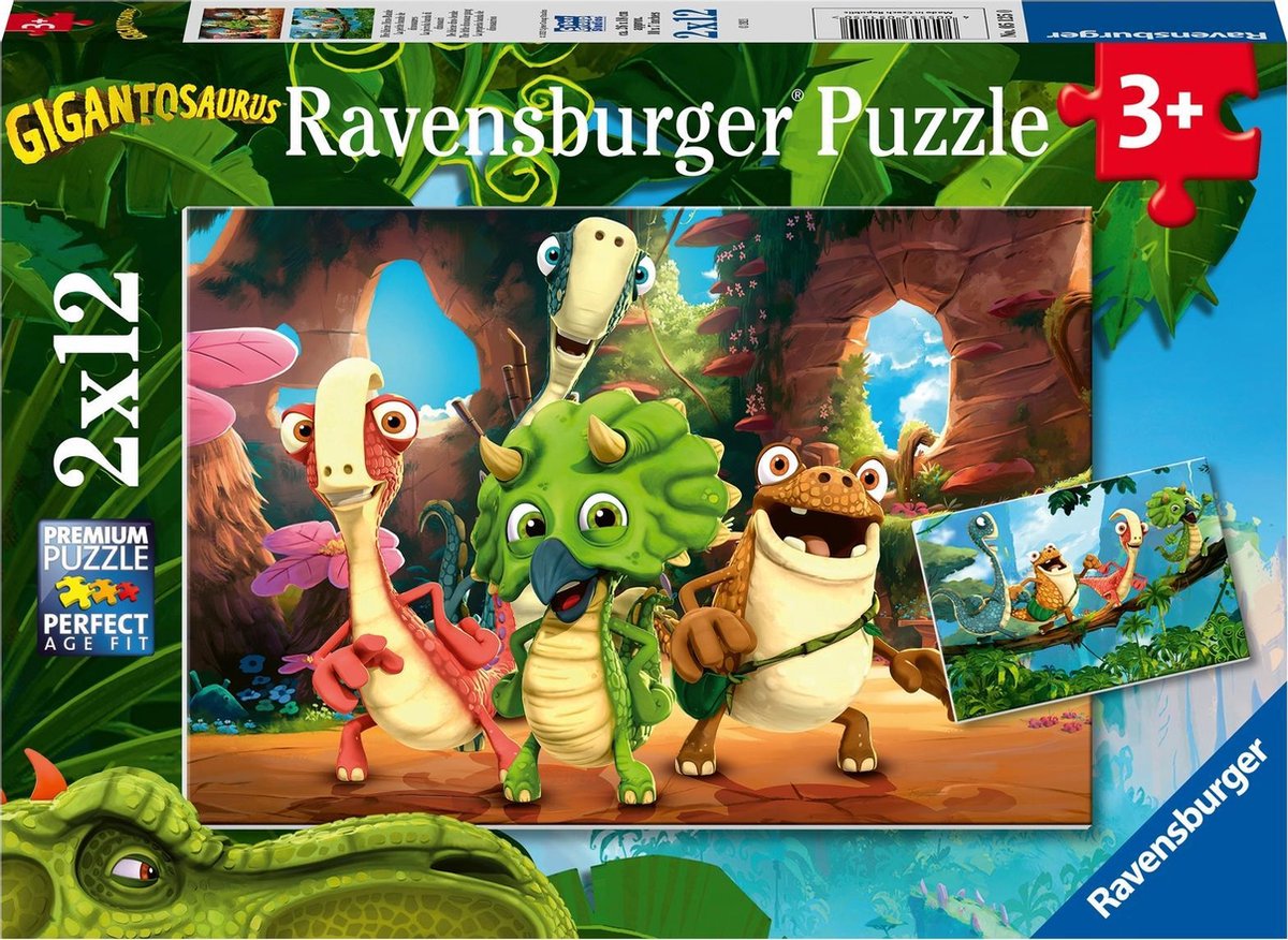 Ravensburger Puzzels 2x12 P - De Kleine Groep Dinosaurussen / Gigantosaurus