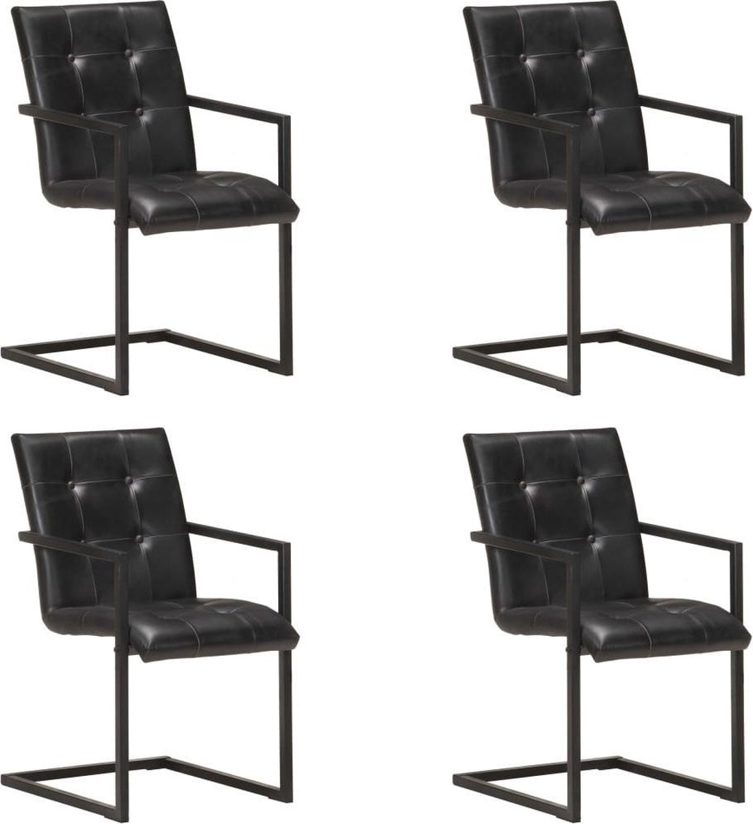 Vidaxl Eetkamerstoelen 4 St Echt Leer - Negro