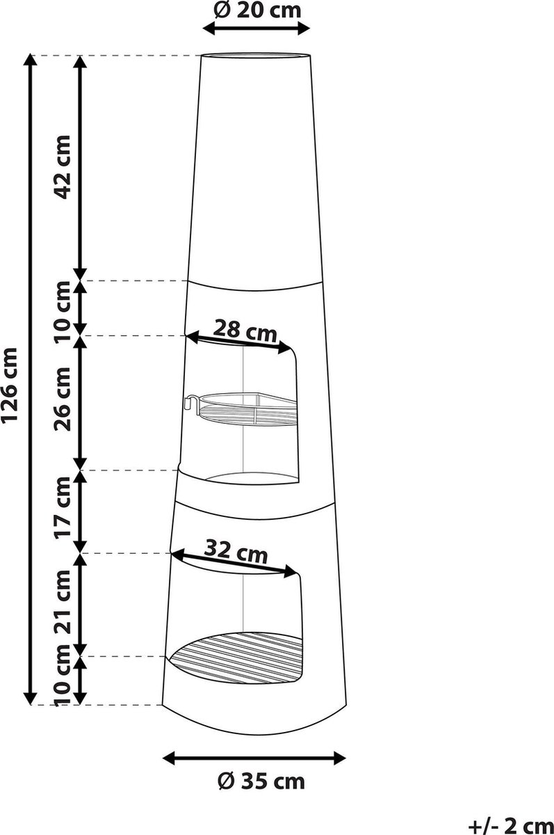 Beliani Tromen Vuurkorf Staal 35 X 35 Cm - Zwart