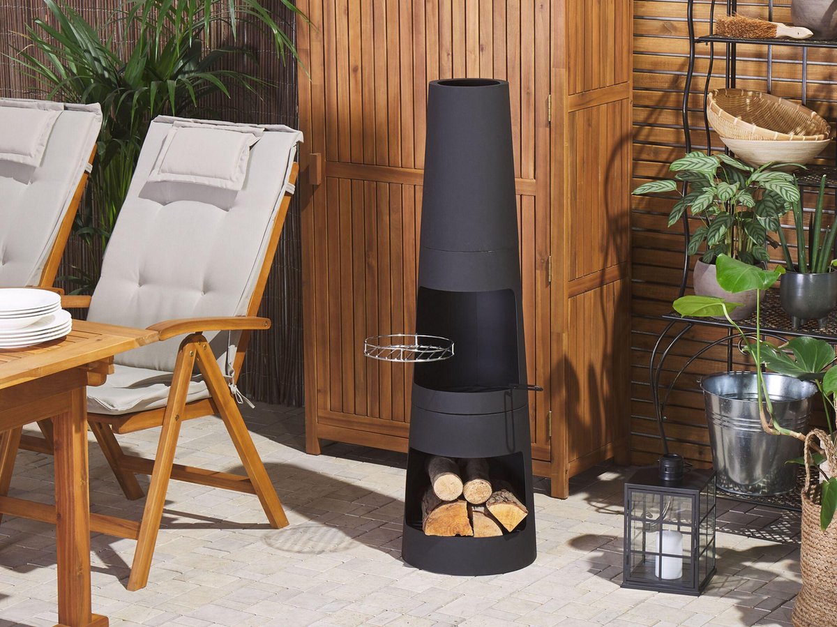 Beliani Tromen Vuurkorf Staal 35 X 35 Cm - Zwart