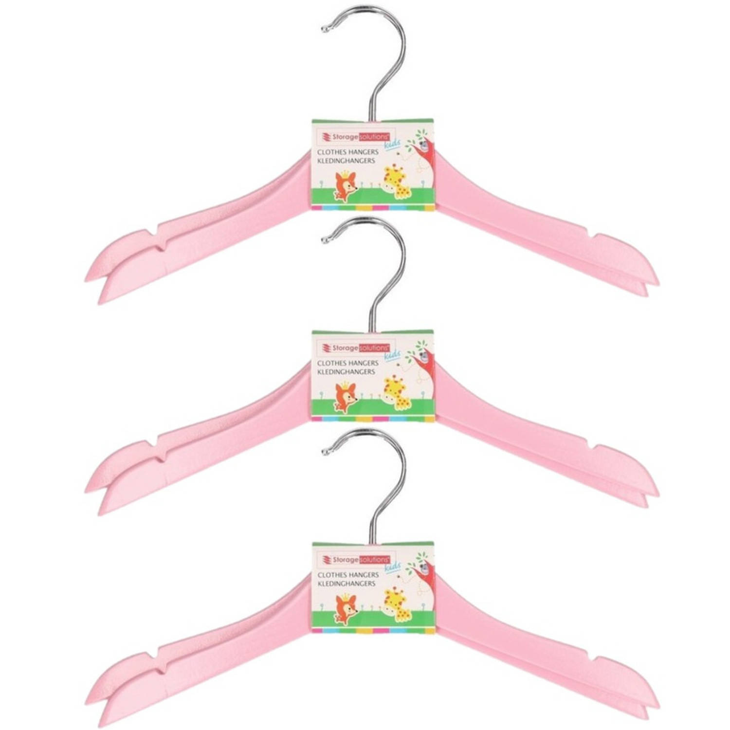 Stevige Kledinghangers Voor Kinderen 12x Stuks Hout - Licht Klerenhangers - Roze