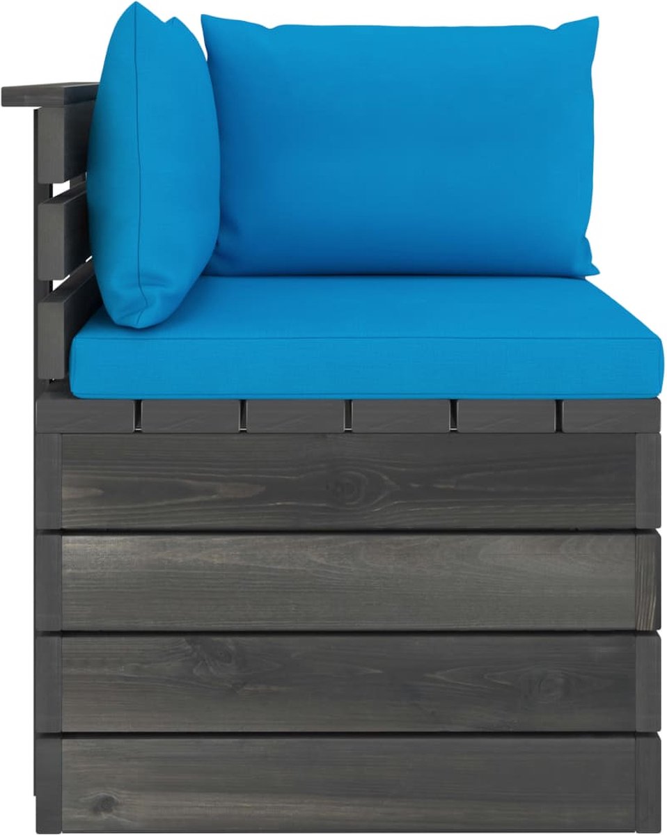Vidaxl Tuinbank 2-zits Met Kussens Pallet Massief Grenenhout - Blauw