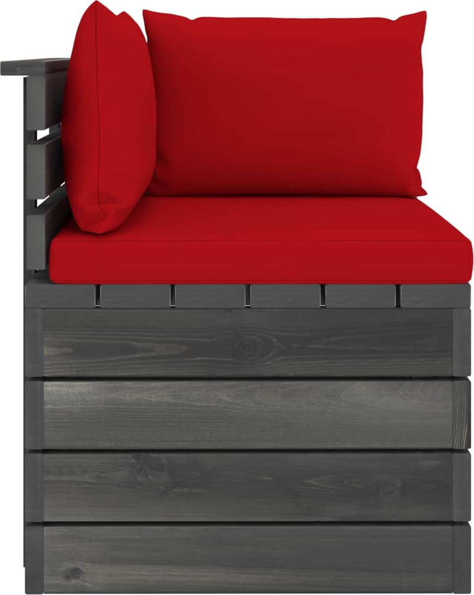 Vidaxl Tuinbank 2-zits Met Kussens Pallet Massief Grenenhout - Rood