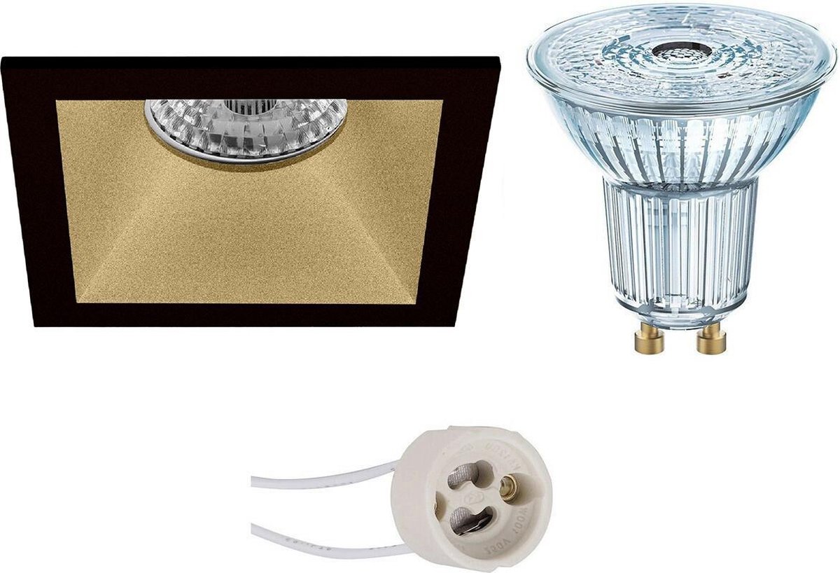 Osram - Led Spot Set - Parathom Par16 940 36d - Pragmi Pollon Pro - Gu10 Fitting - Dimbaar - Inbouw Vierkant - Mat - Zwart