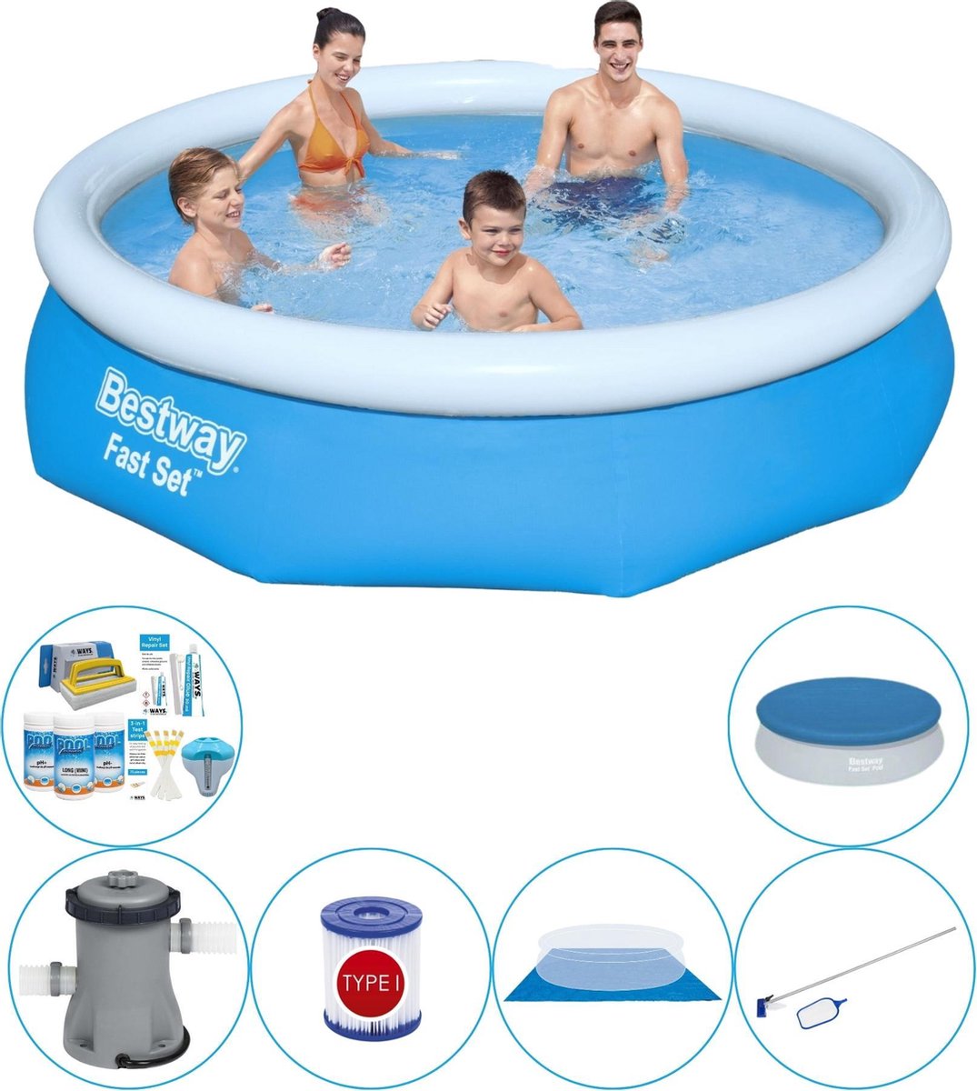 Bestway Fast Set Rond 305x76 Cm - Zwembad Pakket - Blauw