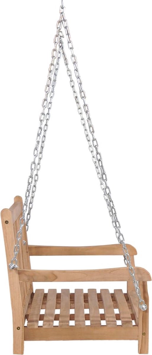 Vidaxl Schommelbank Met Kussen 120 Cm Massief Teakhout - Grijs