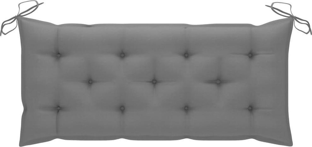 Vidaxl Schommelbank Met Kussen 120 Cm Massief Teakhout - Grijs