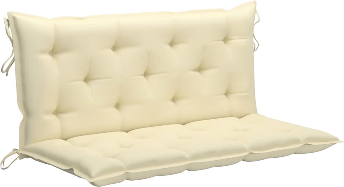 Vidaxl Schommelbank Met Crèmewit Kussen 120 Cm Massief Teakhout
