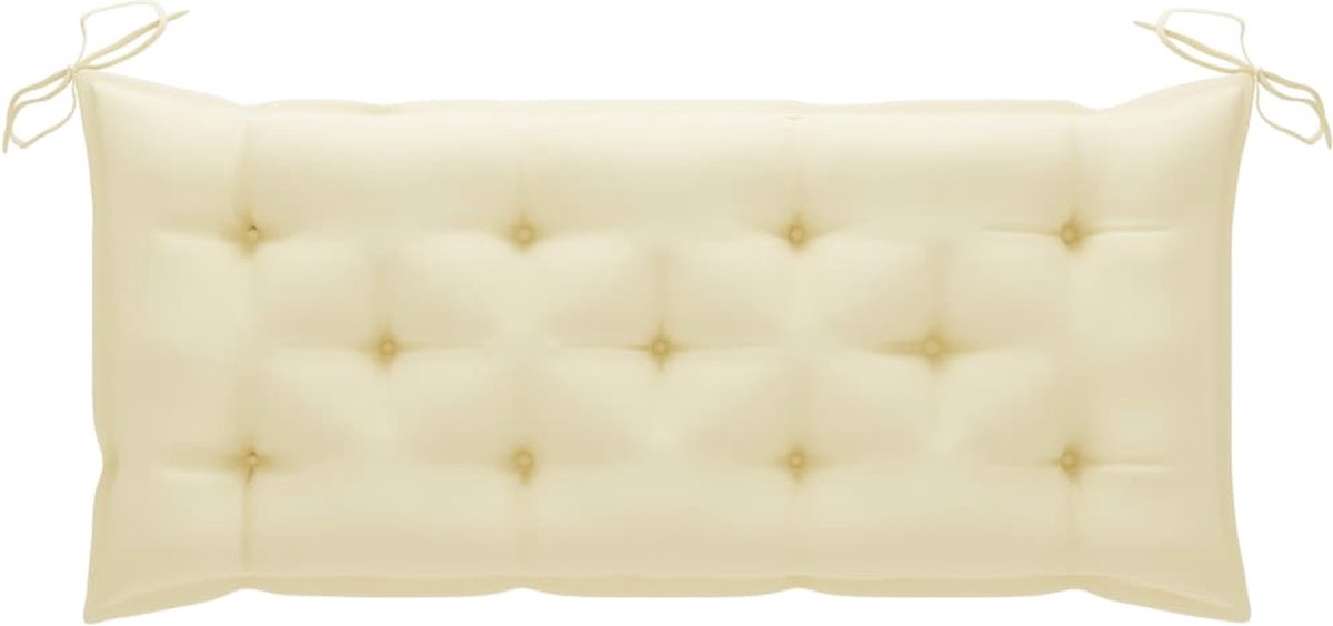 Vidaxl Schommelbank Met Crèmewit Kussen 120 Cm Massief Teakhout