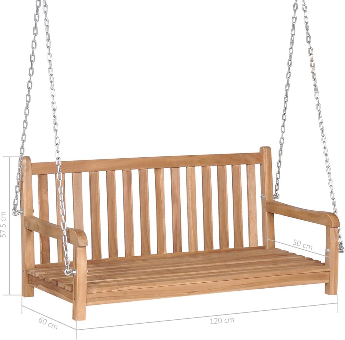 Vidaxl Schommelbank Met Crèmewit Kussen 120 Cm Massief Teakhout