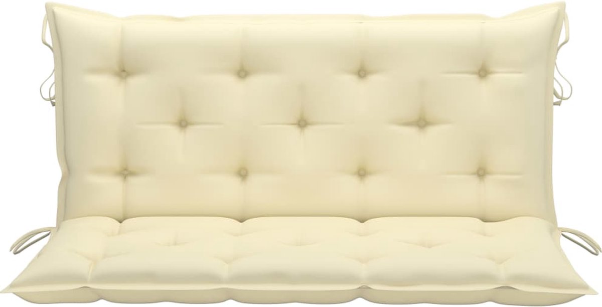 Vidaxl Schommelbank Met Crèmewit Kussen 120 Cm Massief Teakhout