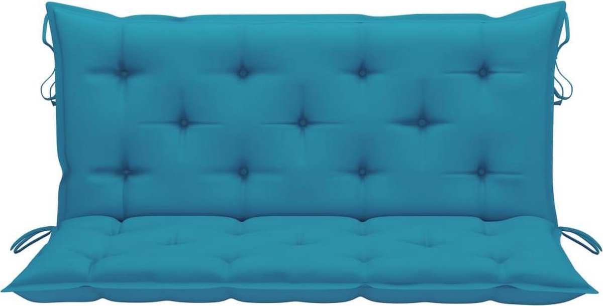 Vidaxl Schommelbank Met Licht Kussen 120 Cm Massief Teakhout - Blauw