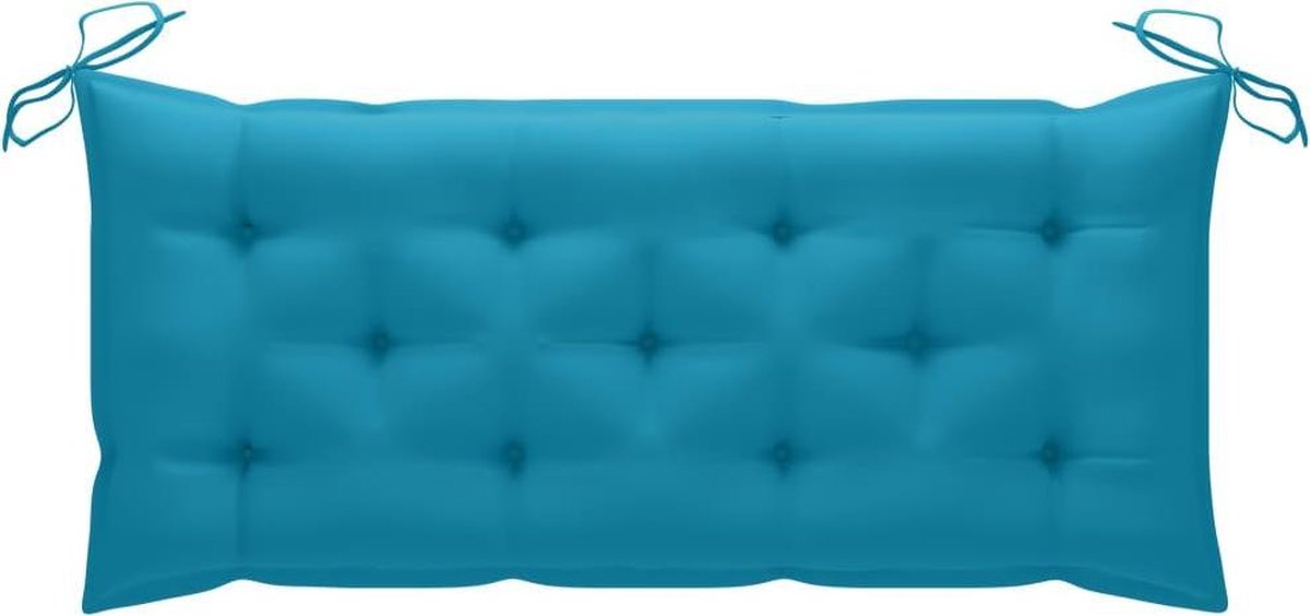 Vidaxl Schommelbank Met Licht Kussen 120 Cm Massief Teakhout - Blauw