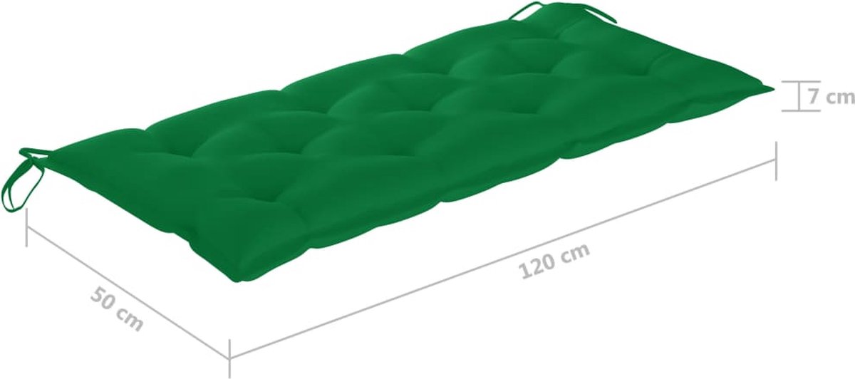 Vidaxl Schommelbank Met Kussen 120 Cm Massief Teakhout - Groen