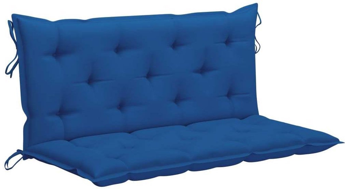 Vidaxl Schommelbank Met Kussen 120 Cm Massief Teakhout - Blauw