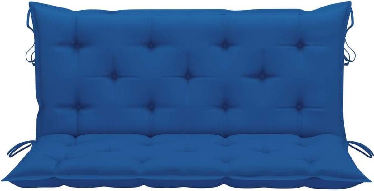 Vidaxl Schommelbank Met Kussen 120 Cm Massief Teakhout - Blauw