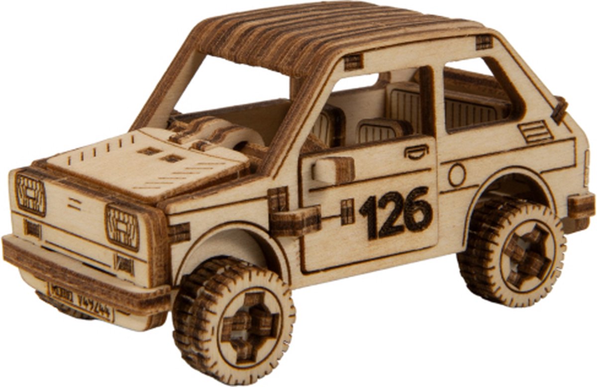 Wooden City modelbouwset auto Superfast 8,2 x 3,9 cm hout - Goud