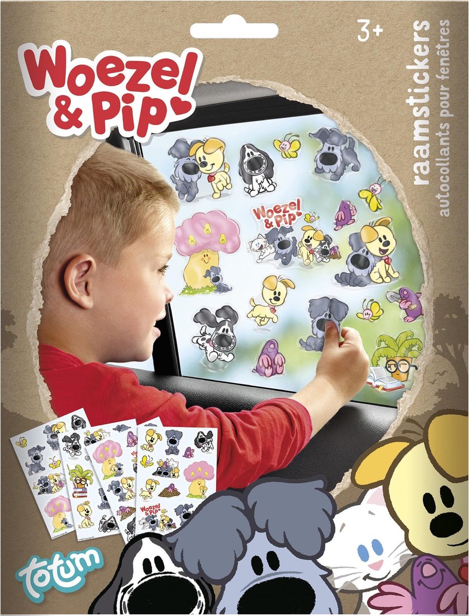 Totum raamstickers Woezel en Pip 16 x 21 cm junior 4 vellen