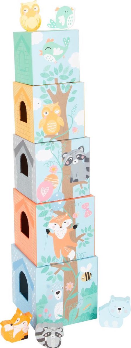 Small Foot stapeltoren dieren junior hout/karton 10 delig