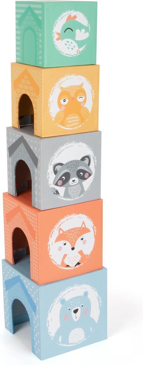 Small Foot stapeltoren dieren junior hout/karton 10 delig