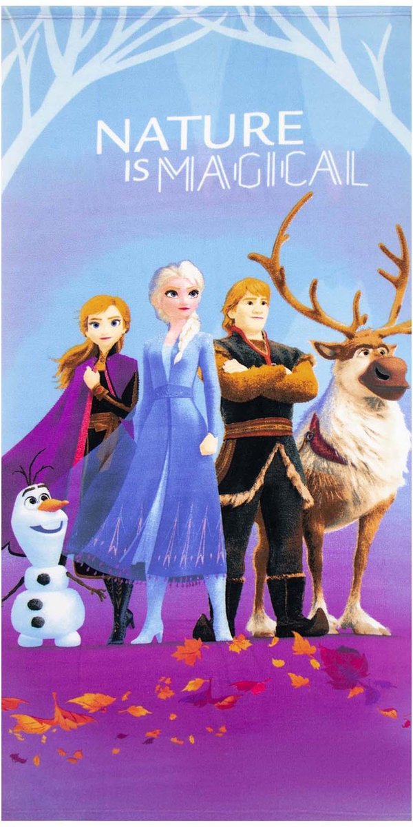 Disney Frozen strandlaken 70 x 140 cm polyester blauw/grijs/paars