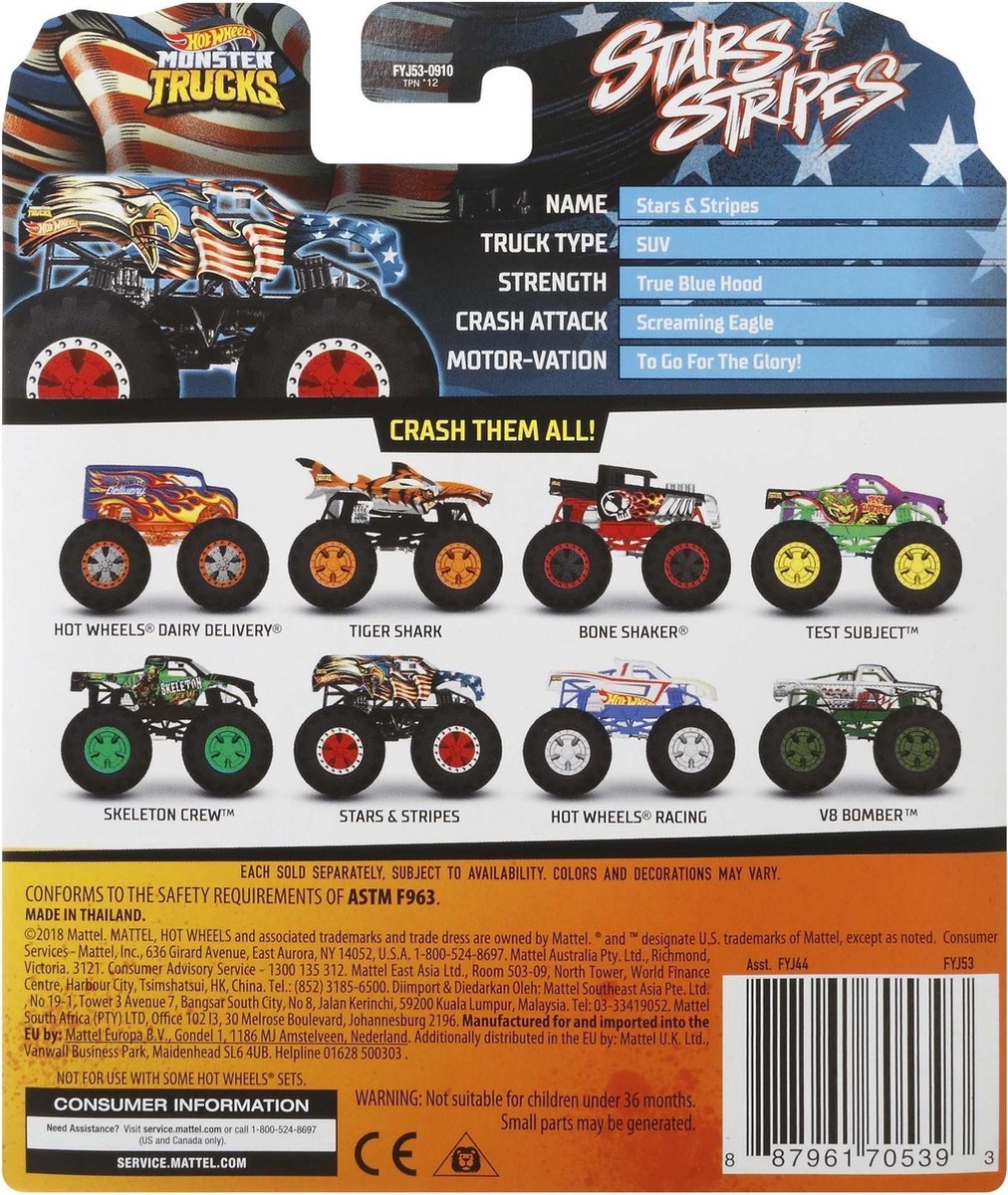 Mattel Hot Wheels monstertruck Dragbus junior 16,5 cm geel/oranje