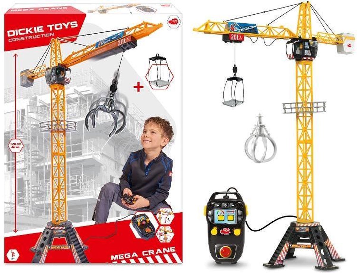 Dickies Toys kraanwagen Mega Crane 120 cm - Geel