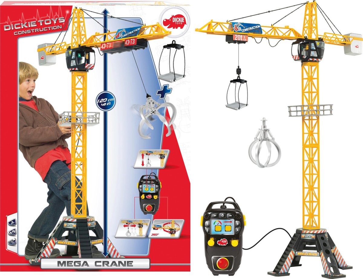 Dickies Toys kraanwagen Mega Crane 120 cm - Geel
