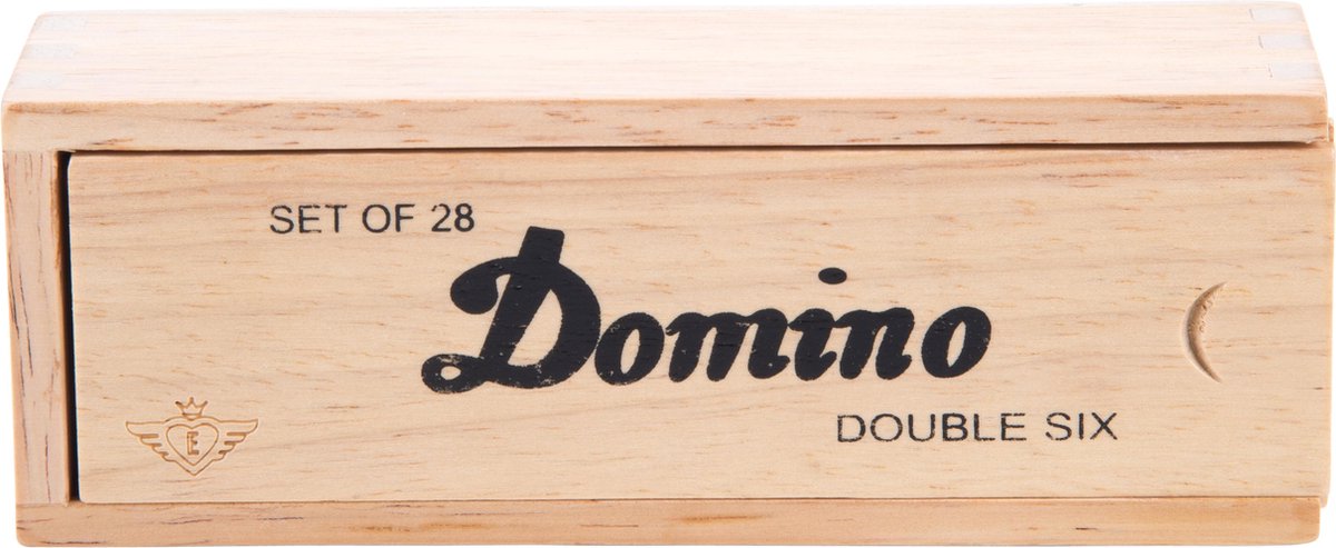 Top1Toys Longfield games Domino dubbel 6 junior 41 cm hout wit 28 stenen - Bruin