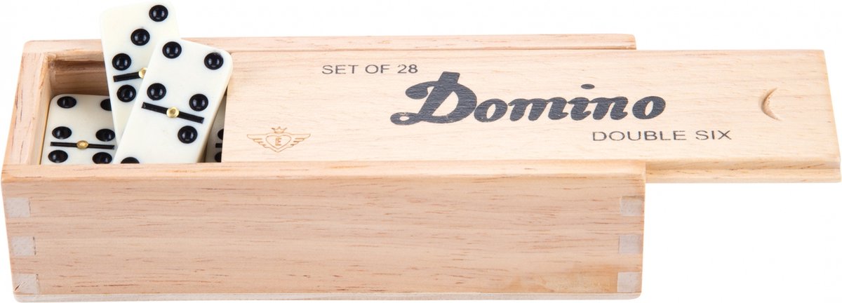 Top1Toys Longfield games Domino dubbel 6 junior 41 cm hout wit 28 stenen - Bruin