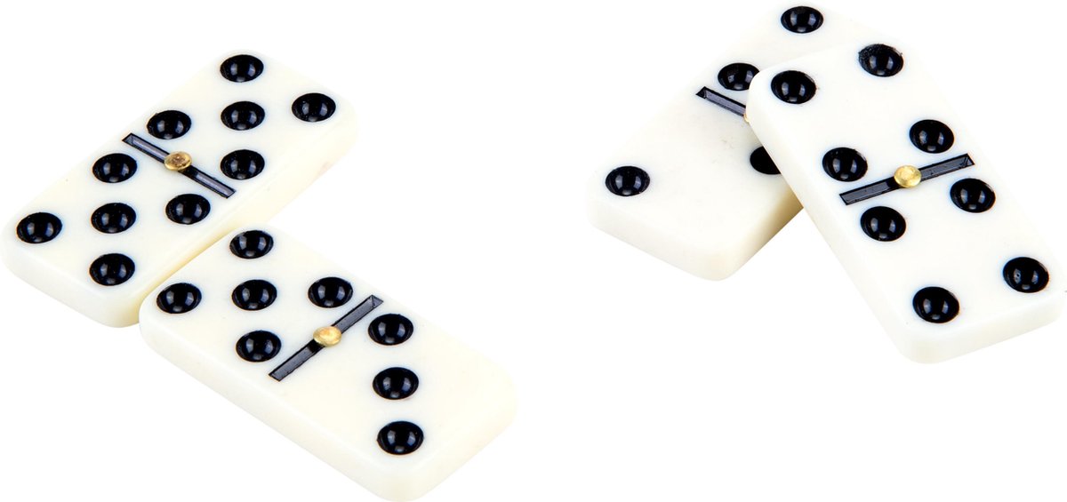 Top1Toys Longfield games Domino dubbel 6 junior 41 cm hout wit 28 stenen - Bruin