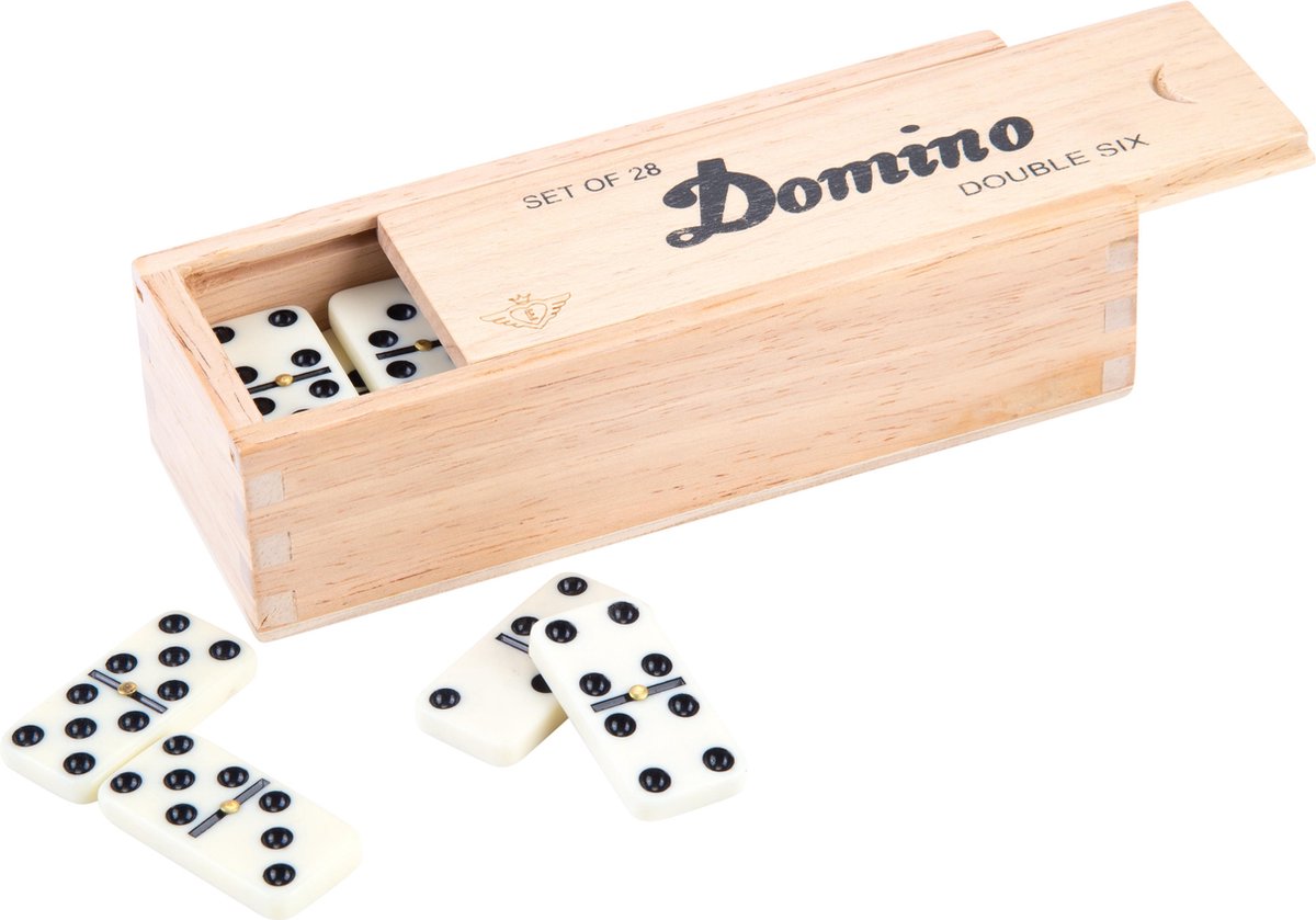 Top1Toys Longfield games Domino dubbel 6 junior 41 cm hout wit 28 stenen - Bruin