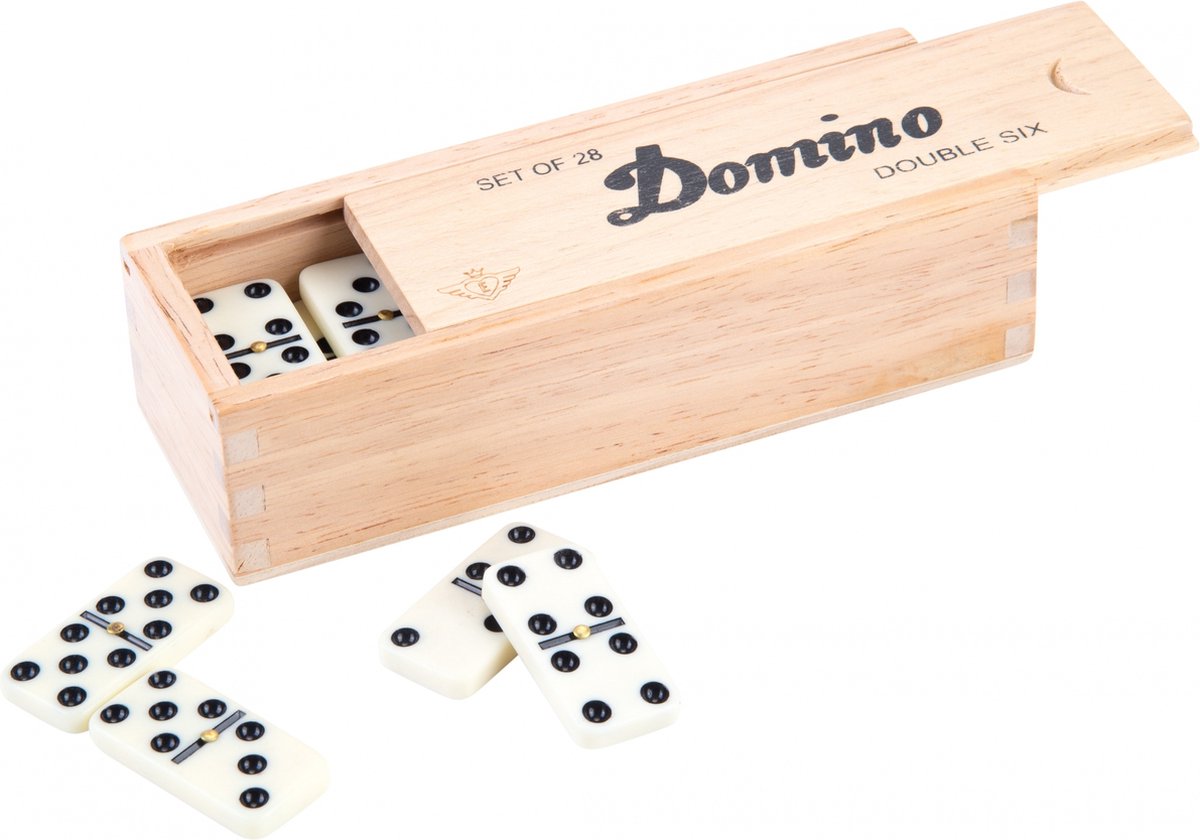 Top1Toys Longfield games Domino dubbel 6 junior 41 cm hout wit 28 stenen - Bruin