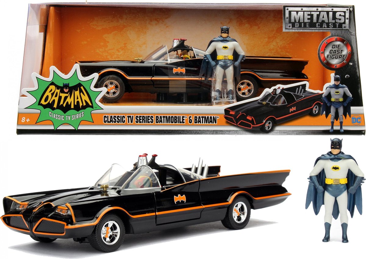 Top1Toys Jada auto Batman 1966 Classic Batmobile 1:24 die cast grijs - Zwart