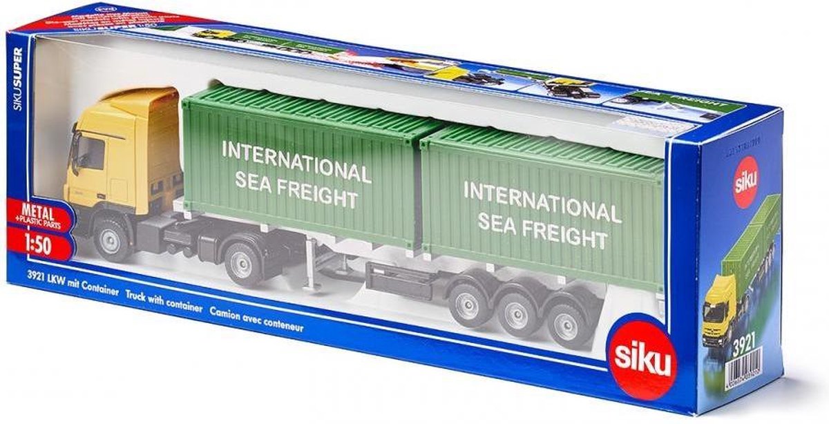Siku Mercedes Benz vrachtwagen met twee containers/ (3921) - Groen