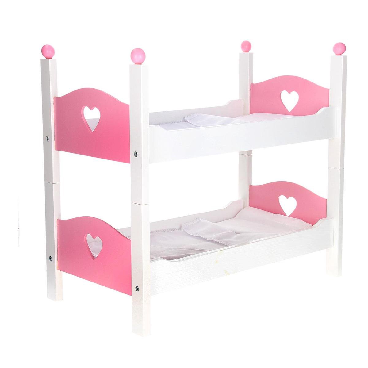 Angel Toys poppen stapelbed 50,5 x 27,5 x 43 cm hout wit/ - Roze