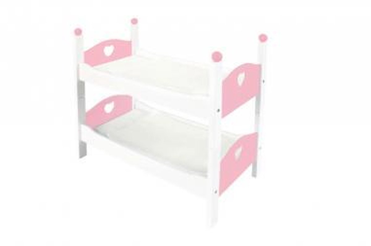 Angel Toys poppen stapelbed 50,5 x 27,5 x 43 cm hout wit/ - Roze