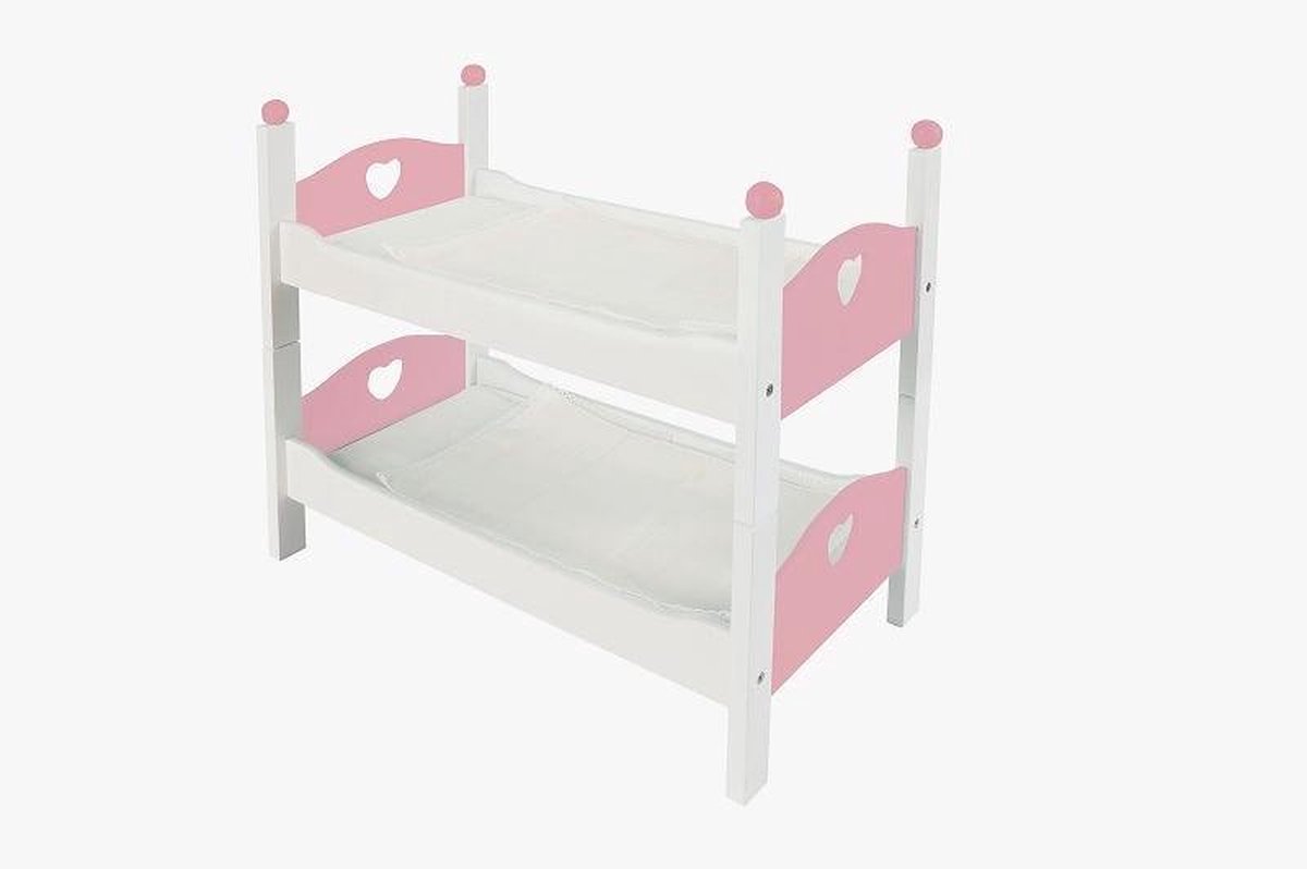 Angel Toys poppen stapelbed 50,5 x 27,5 x 43 cm hout wit/ - Roze